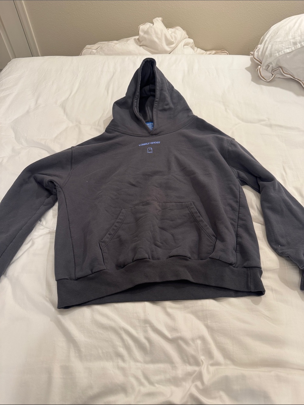 lonely ghost Dark Gray Pullover Hoodie - Casual Everyday Sweater